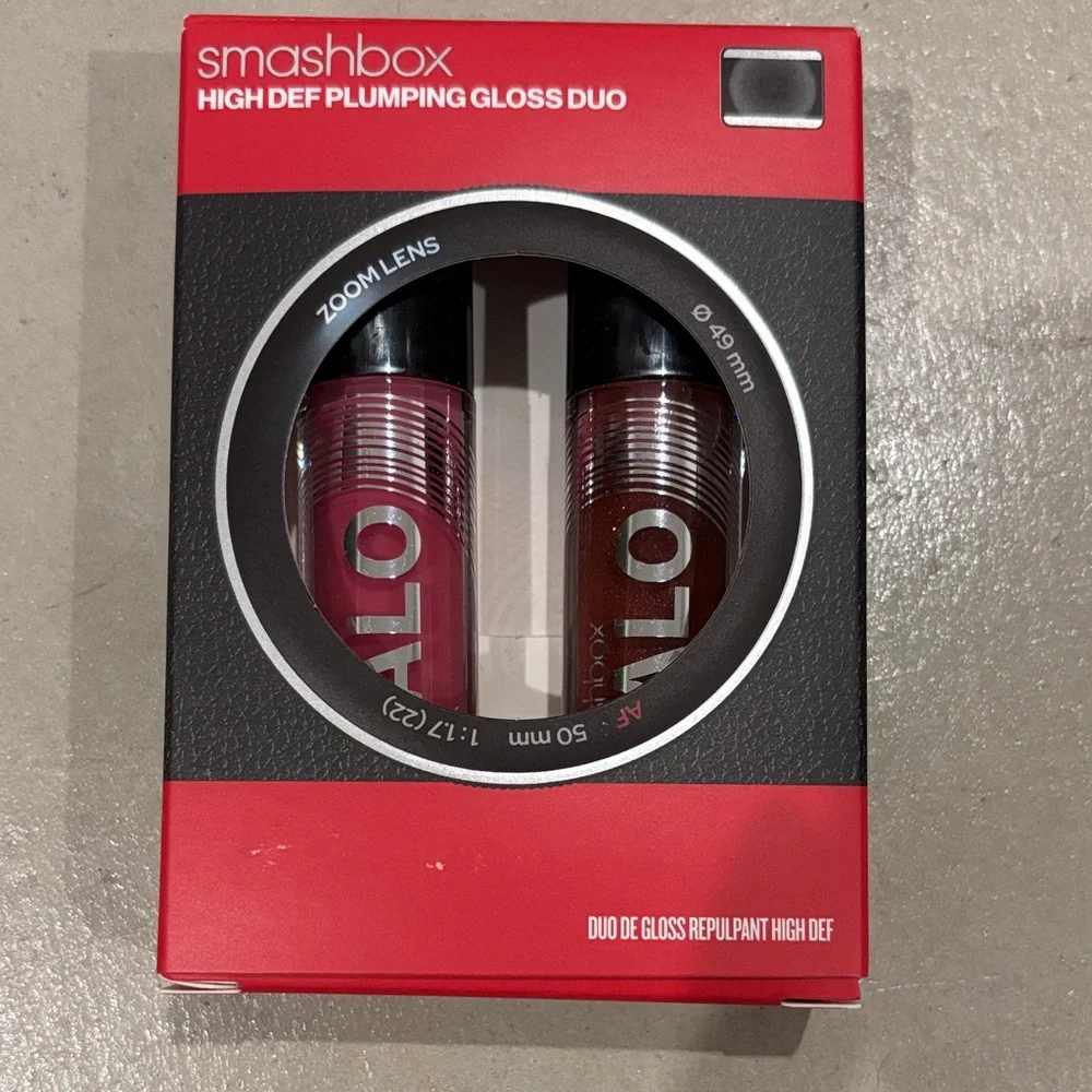 Smashbox Bundle: HighDef Plumping Lip Gloss Duo + Cult Fave Makeup Bag w giftbag